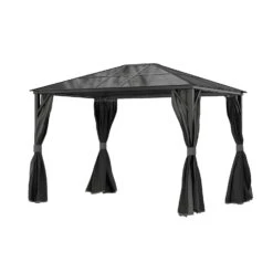 Fortrose 3x4m Black Metal Garden Gazebo With Grey Roof And Sides -Hot Tubs Sales Shop FTR060 4 Supersize