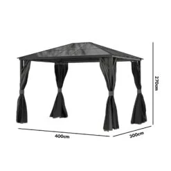 Fortrose 3x4m Black Metal Garden Gazebo With Grey Roof And Sides -Hot Tubs Sales Shop FTR060 5 Supersize