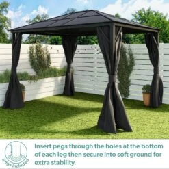 Fortrose 3x4m Black Metal Garden Gazebo With Grey Roof And Sides -Hot Tubs Sales Shop FTR060 6 Supersize