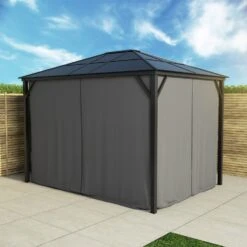 Fortrose 3x4m Black Metal Garden Gazebo With Grey Roof And Sides -Hot Tubs Sales Shop FTR060 8 Supersize