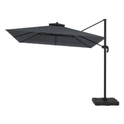 Como 3x3m Dark Grey Square Cantilever Garden Parasol With Base And Cover -Hot Tubs Sales Shop FTR065 2 Supersize