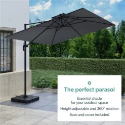 Como 3x3m Dark Grey Square Cantilever Garden Parasol With Base And Cover -Hot Tubs Sales Shop FTR065 4 11973623 Supersize