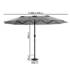 Como 2.7x4.5m Large Double Sided Grey Garden Parasol With Base And Cover -Hot Tubs Sales Shop FTR144 3 Supersize