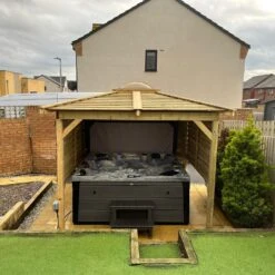 Brentano Wooden Hot Tub Gazebo With Tinted Dome Roof -Hot Tubs Sales Shop OnyxTubwithBrentanoGazebo Lancaster2Square